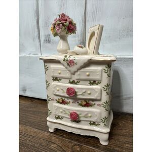 Royal Albert Old Country Roses Porcelain Music Box Dresser '62 Beautiful Dreamer